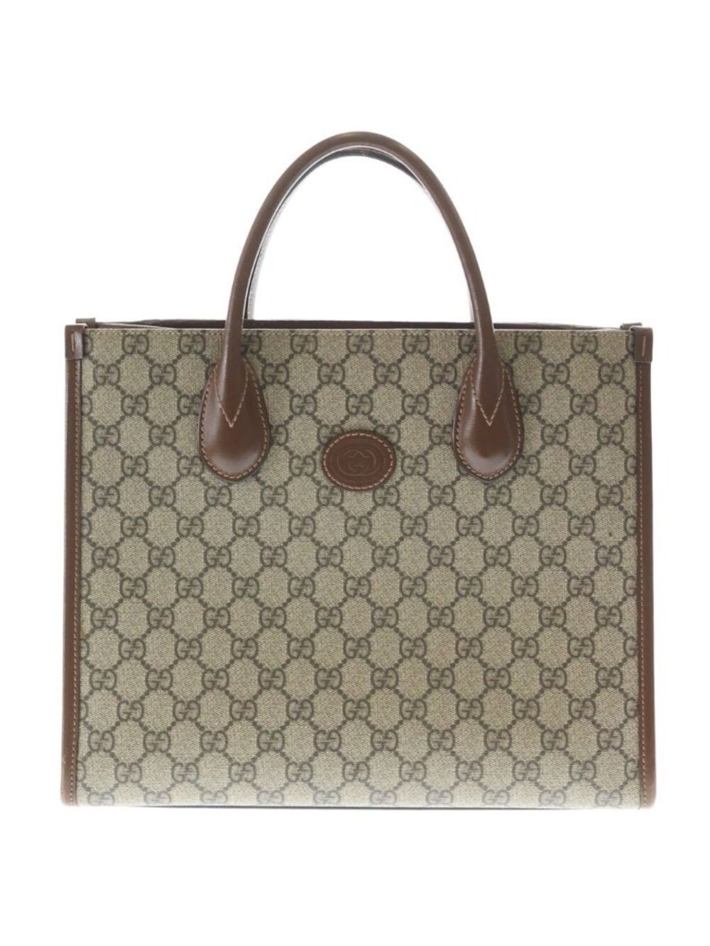 Gucci GG Supreme Small 2-Way Tote Brown Beige